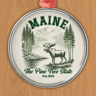The Pine Tree State - Mountain Forest View Metal Tree Decoration