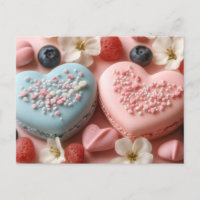 the pink and blue heart of Macaron Valentine's Day