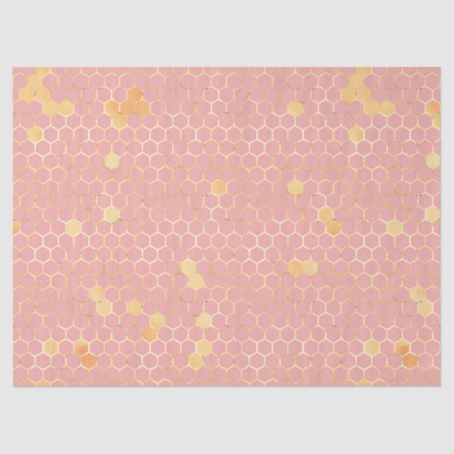 The Pink and Gold Bee Series Design 2 Tissue Paper (Front)