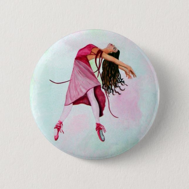 The Pink Ballerina 6 Cm Round Badge (Front)