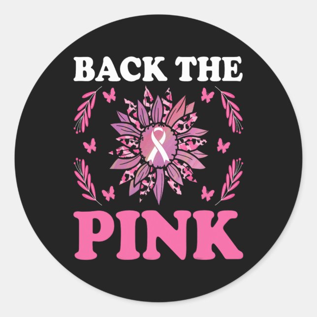 The Pink Breast Cancer Awareness Sunflower Women M Classic Round Sticker (Front)