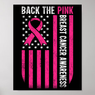 The Pink Breast Cancer Awareness Usa Flag Pink Rib Poster