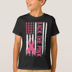 The Pink Breast Cancer Awareness Usa Flag Pink Rib T-Shirt