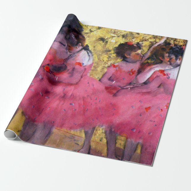 The Pink Dancers, Before the Ballet by Edgar Degas Wrapping Paper (Unrolled)