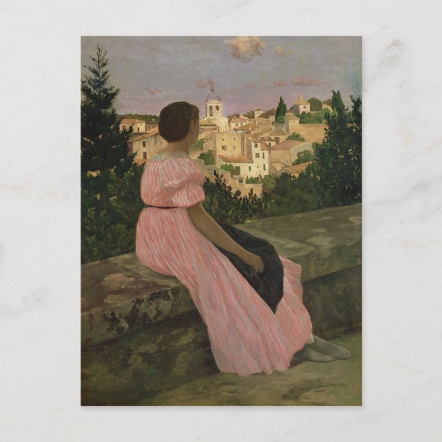 The Pink Dress, or View of Castelnau-le-Lez Postcard (Front)