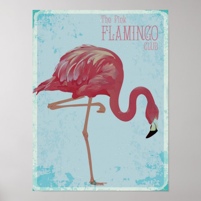 The Pink Flamingo Club Vintage Sign Poster (Front)