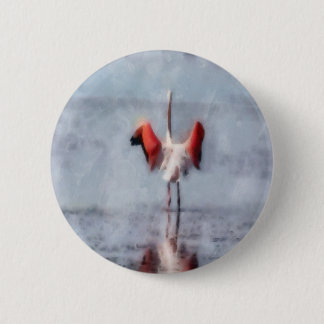 The Pink Flamingo in Watercolor 6 Cm Round Badge