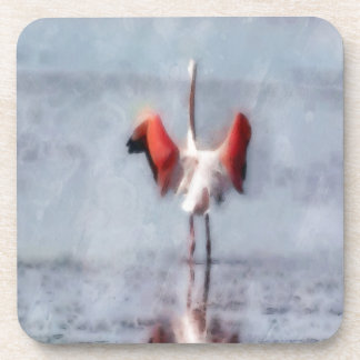 The Pink Flamingo in Watercolor Coaster