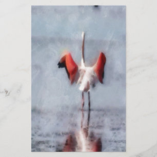 The Pink Flamingo in Watercolor Stationery