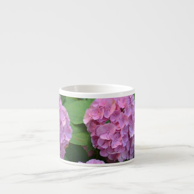 The pink Hortensia hydrangea bush   Espresso Cup (Front)