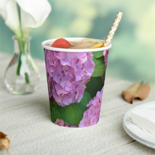 The pink Hortensia hydrangea Paper Cups