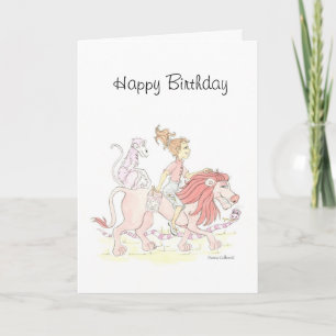 The Pink Lion Birthday Card