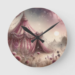 The Pink Necromancer's Pink Silk Tent Round Clock