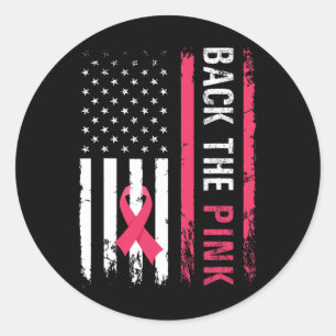 The Pink Ribbon American Flag Breast Cancer Awaren Classic Round Sticker