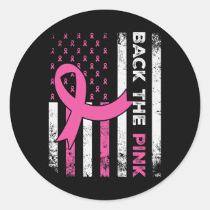The Pink Ribbon American Flag Breast Cancer Awaren Classic Round Sticker