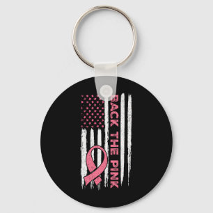 The Pink Ribbon American Flag Breast Cancer Awaren Key Ring