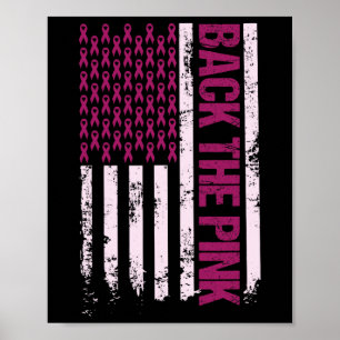 The Pink Ribbon American Flag Breast Cancer Awaren Poster