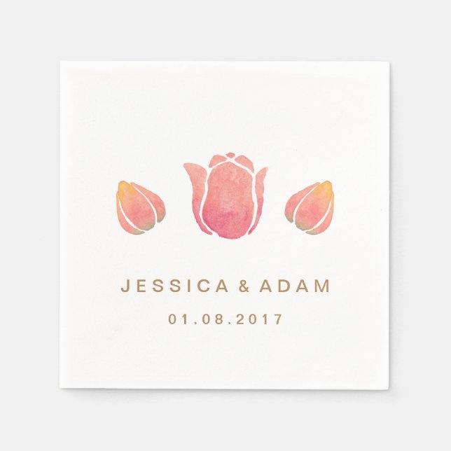 The Pink Tulip Wedding Paper Napkin (Front)