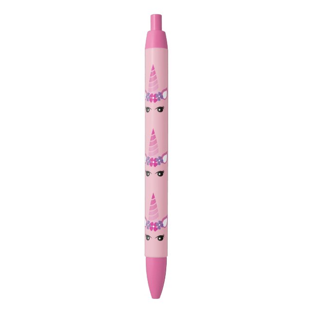 The Pink Unicorn Black Ink Pen (Front Vertical)