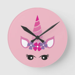 The Pink Unicorn Round Clock