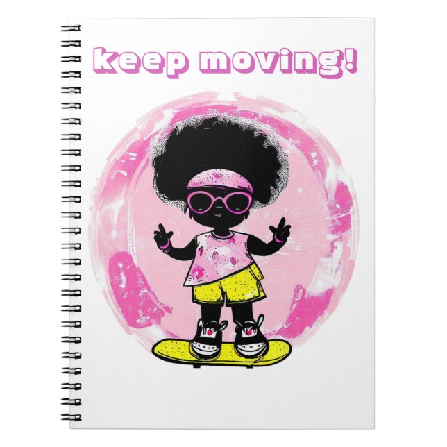 THE PINK WORLD OF THE LITTLE GIRL AND THE SKATEBOA NOTEBOOK (Front)