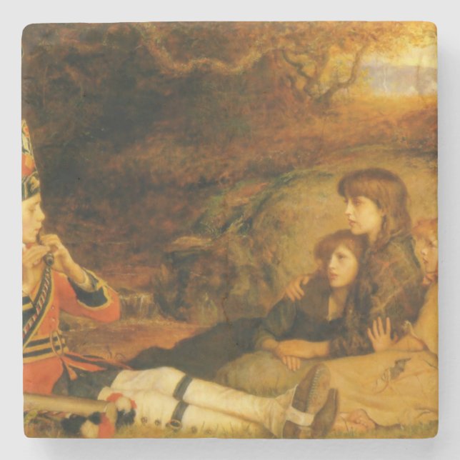 The Piper (by John Everett Millais) Stone Coaster (Front)