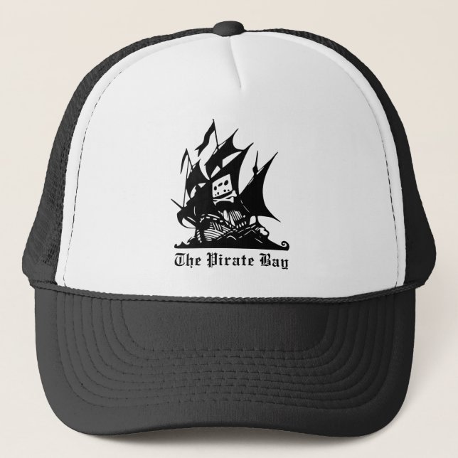 the pirate bay pirate ship logo trucker hat (Front)