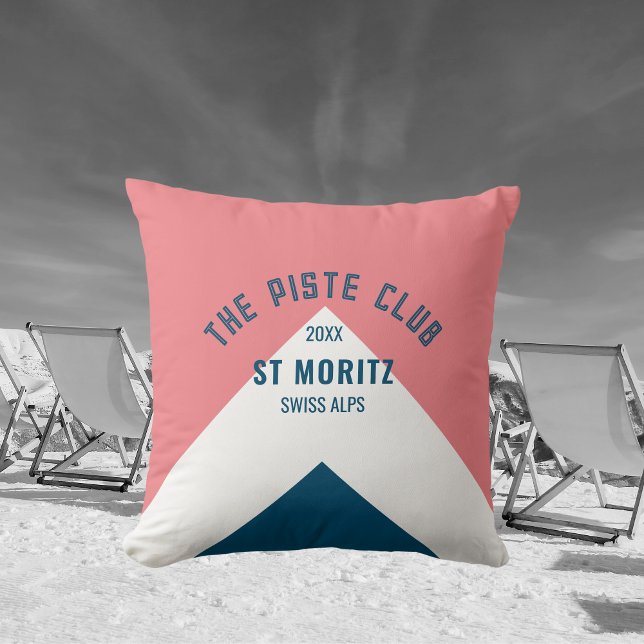 The Piste Club Pink Blue Custom Winter Ski Cushion (Creator Uploaded)