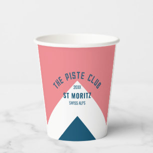 The Piste Club Pink Blue Custom Winter Ski Party Paper Cups