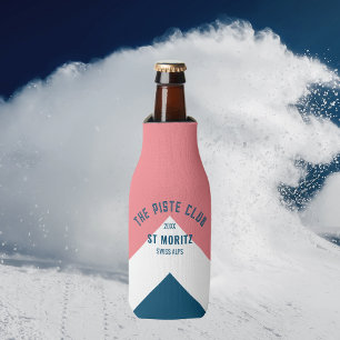 The Piste Club Pink White Blue Peak Winter Ski Bottle Cooler