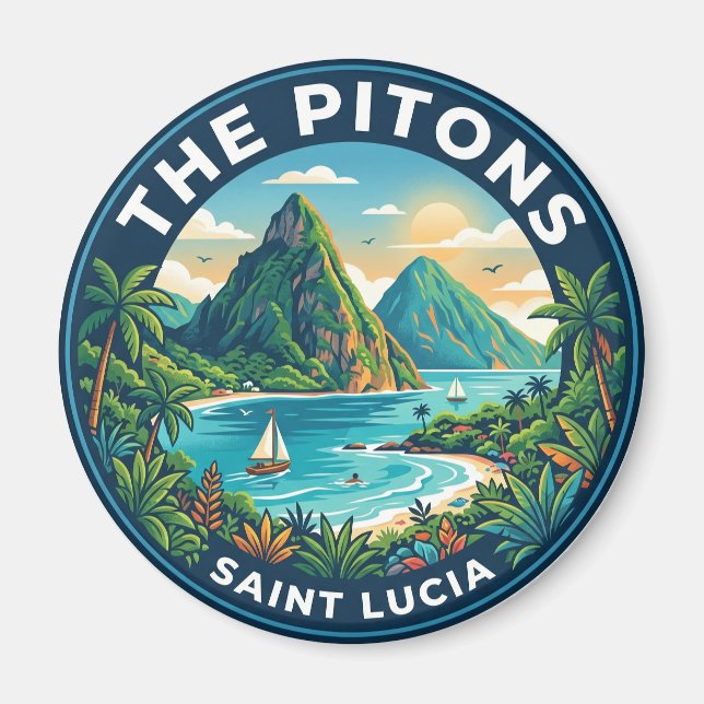 The Pitons Saint Lucia Magnet (Front)