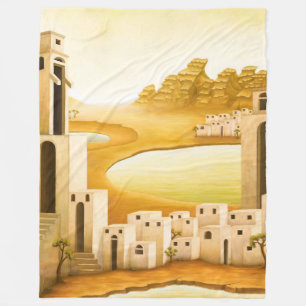 "The Place" - Middle East / Orient Desert Painting Fleece Blanket