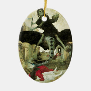 The Plague by Arnold Bocklin, Vintage Symbolism Ceramic Tree Decoration