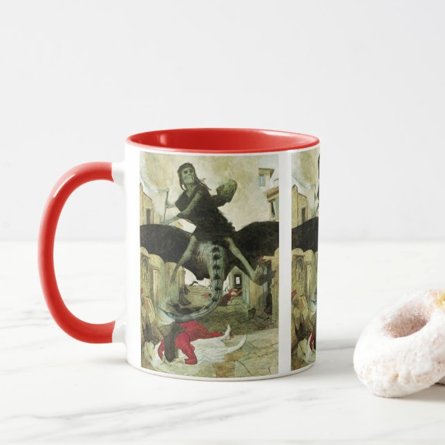 The Plague by Arnold Bocklin, Vintage Symbolism Mug (With Donut)