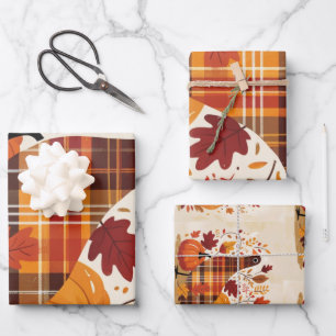 The Plaid Turkey Waltz Wrapping Paper Sheet