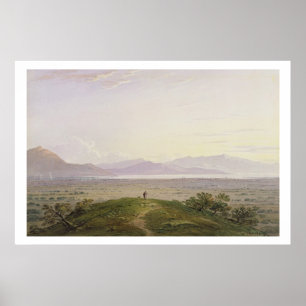 The Plains of Marathon, 1834 (graphite & w/c with Poster