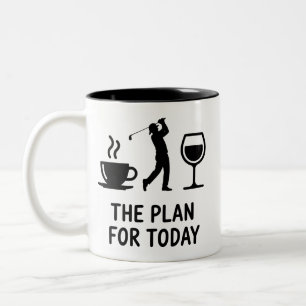 The Plane For Today Funny Golf Wine Coffee Golfer Two-Tone Coffee Mug
