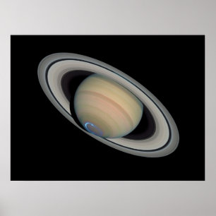 The Planet Saturn with Auroras Poster