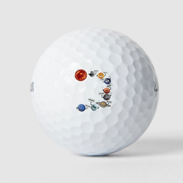 THE PLANETS IN OUR SOLAR SYSTEM GOLF BALLS (Front)