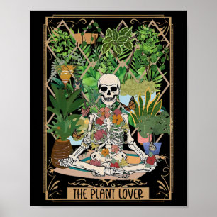 The Plant Lover Tarot Card Skeleton Spooky Season Poster