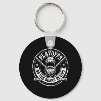 The Playoffs The Beard Begins Ice Hockey Lover Key Ring