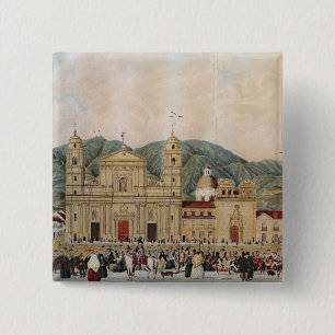 The Plaza de Bolivar, Bogota, 1837 15 Cm Square Badge