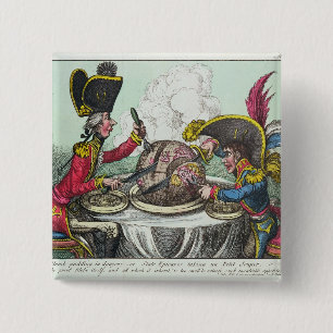 The Plum Pudding in Danger, 1805 15 Cm Square Badge