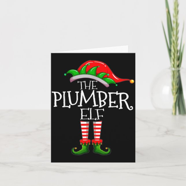 The Plumber Elf Christmas Gift, Plumbing Xmas Paja Card (Front)