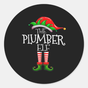 The Plumber Elf Christmas Gift, Plumbing Xmas Paja Classic Round Sticker