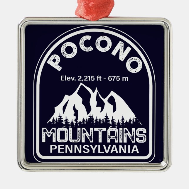 The Poconos Pennsylvania PA Mountain Gift Retro Metal Tree Decoration (Front)