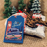 The Polar Express - All Aboard! Gift Tags<br><div class="desc">The Polar Express | Check out this vintage style train graphic of The Polar Express crossing through the clock tower to the North Pole!</div>