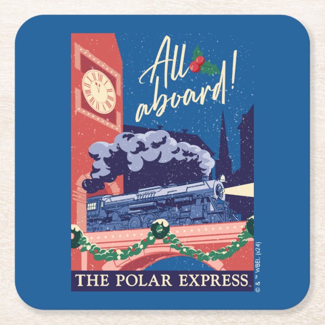 The Polar Express - All Aboard! Square Paper Coaster (Front)