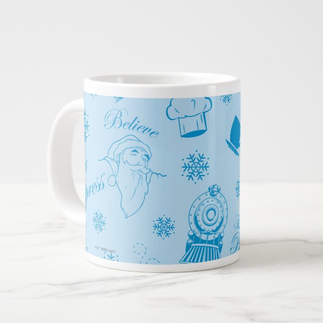 The Polar Express | Blue Holiday Icon Pattern Large Coffee Mug (Front Left)