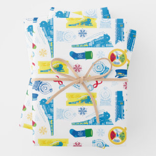 The Polar Express   Christmas Icon Pattern Wrapping Paper Sheet